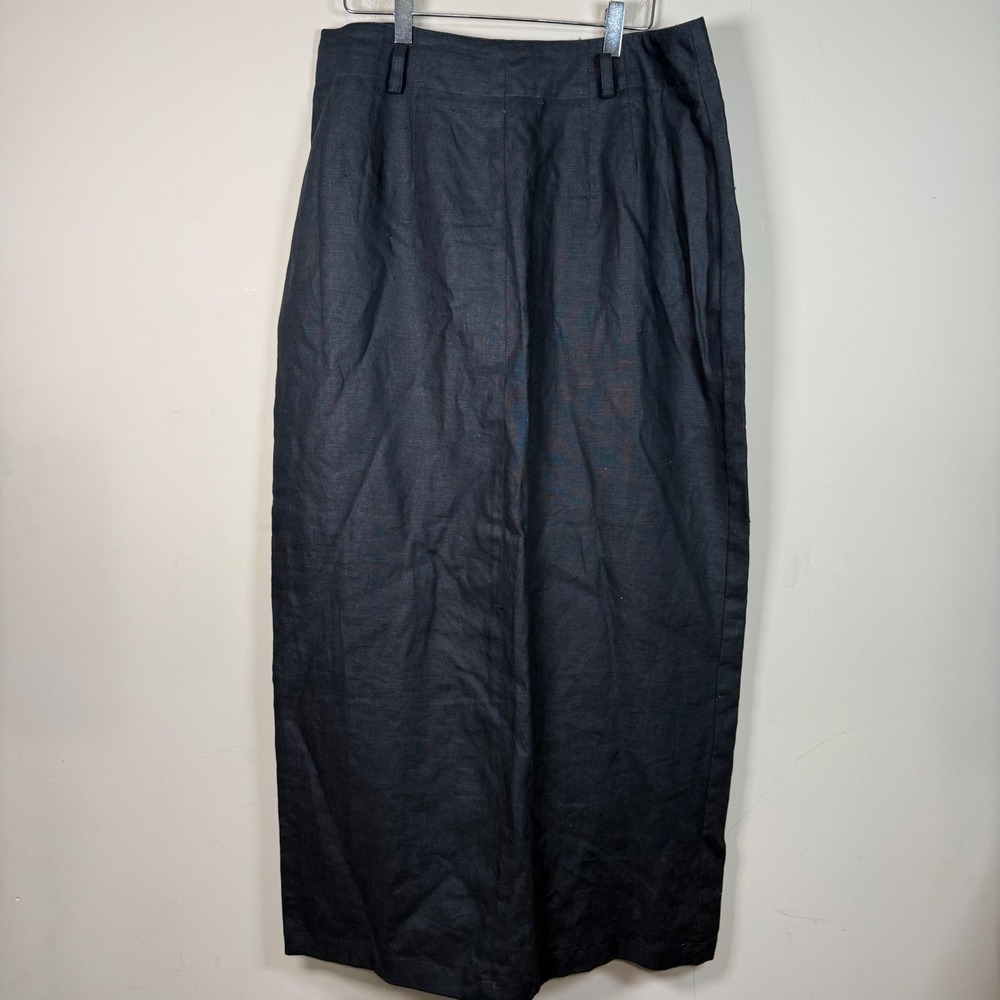 Ruff Hewn Vintage 100% Linen Black Maxi Skirt Size 12 Old Money Capsule